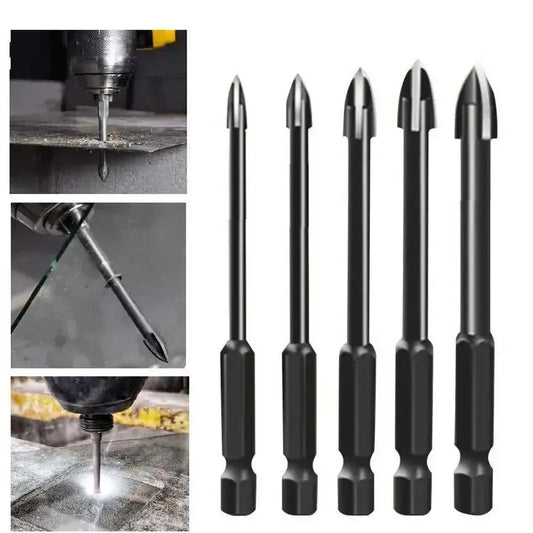 5-Piece Universal Carbide Drill Bit Set - Multi-Purpose, High-Efficiency, Rust-Resistant Bits for Power Tools - Raydexlights